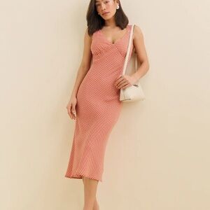 Reformation Beauden Dress in Strawberry Check